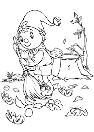 Noddy is cleaning fall leaves